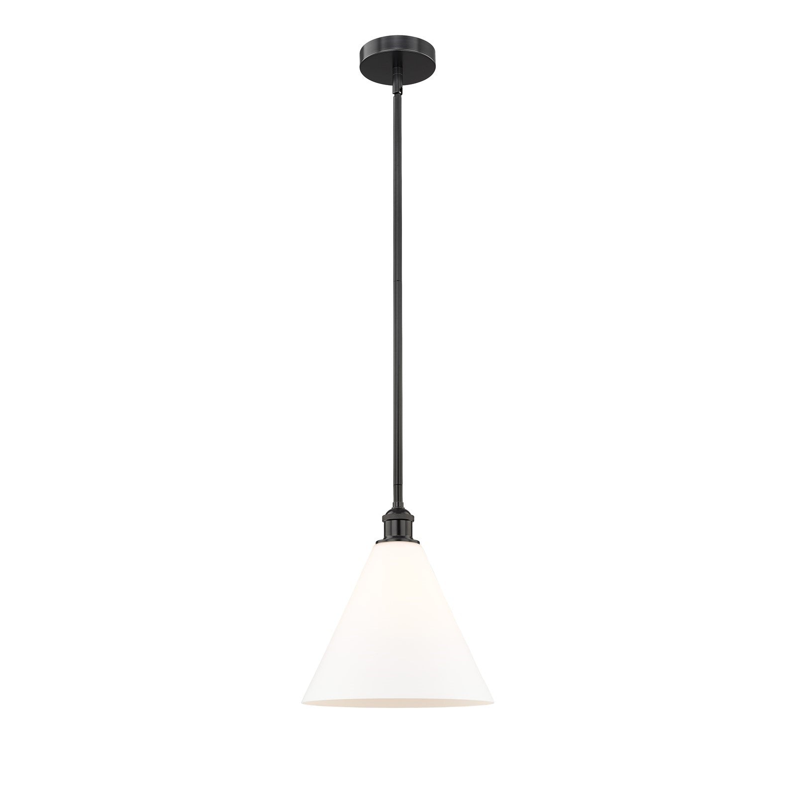 Innovations Berkshire Glass 12in 1-Light Mini Pendant | Industrial Matte Black Steel and Matte White Glass | Kitchen Island | Model 616-1S-BK-GBC-121-LED