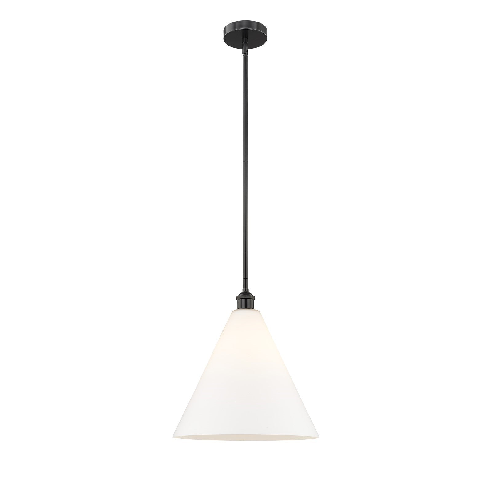 Innovations Berkshire Glass 16in 1-Light Pendant | Industrial Matte Black Steel and Matte White Glass | Kitchen Island & Dining | Model 616-1S-BK-GBC-161