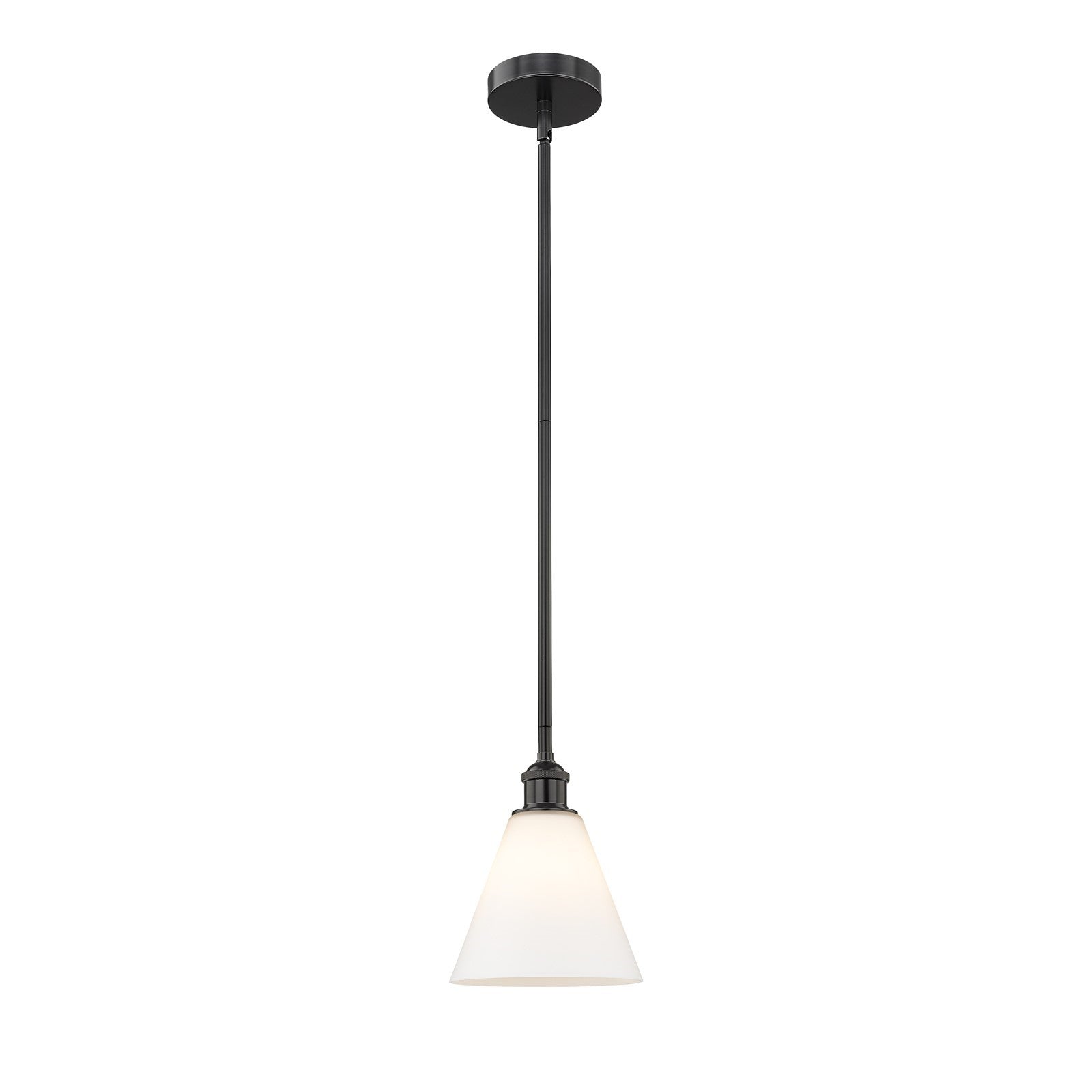 Innovations Berkshire Glass 8in 1-Light Mini Pendant | Industrial Matte Black Steel and Matte White Cased Glass | Kitchen Island | Model 616-1S-BK-GBC-81