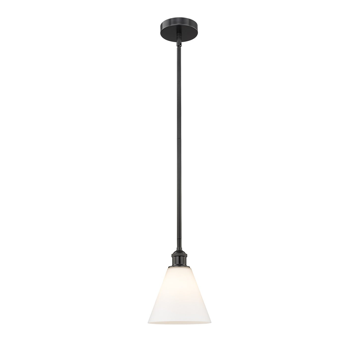 Innovations Berkshire Glass 8in 1-Light Mini Pendant | Industrial Matte Black Steel and Matte White Glass | Kitchen Island & | Model 616-1S-BK-GBC-81-LED