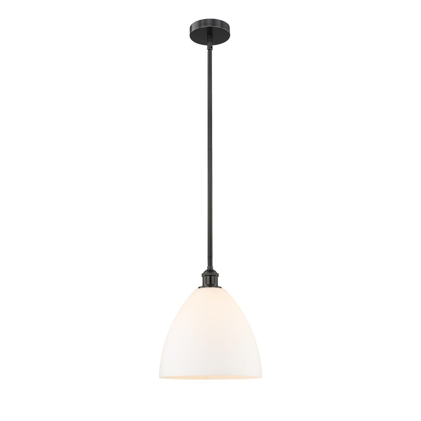 Innovations Bristol 12in 1-Light Mini Pendant | Industrial Matte Black Steel and Matte White Glass | Kitchen Island & Dining | Model 616-1S-BK-GBD-121