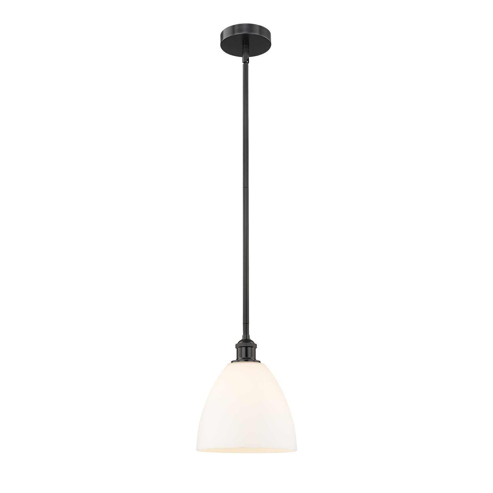Innovations Bristol 9in 1-Light Mini Pendant | Industrial Matte Black Steel and Matte White Glass | Kitchen Island & Dining Room | Model 616-1S-BK-GBD-91