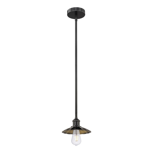 Innovations Scallop 8in 1-Light Mini Pendant | Industrial Matte Black Steel and Matte Black Metal Shade | Kitchen Island & Dining | Model 616-1S-BK-M17-BK