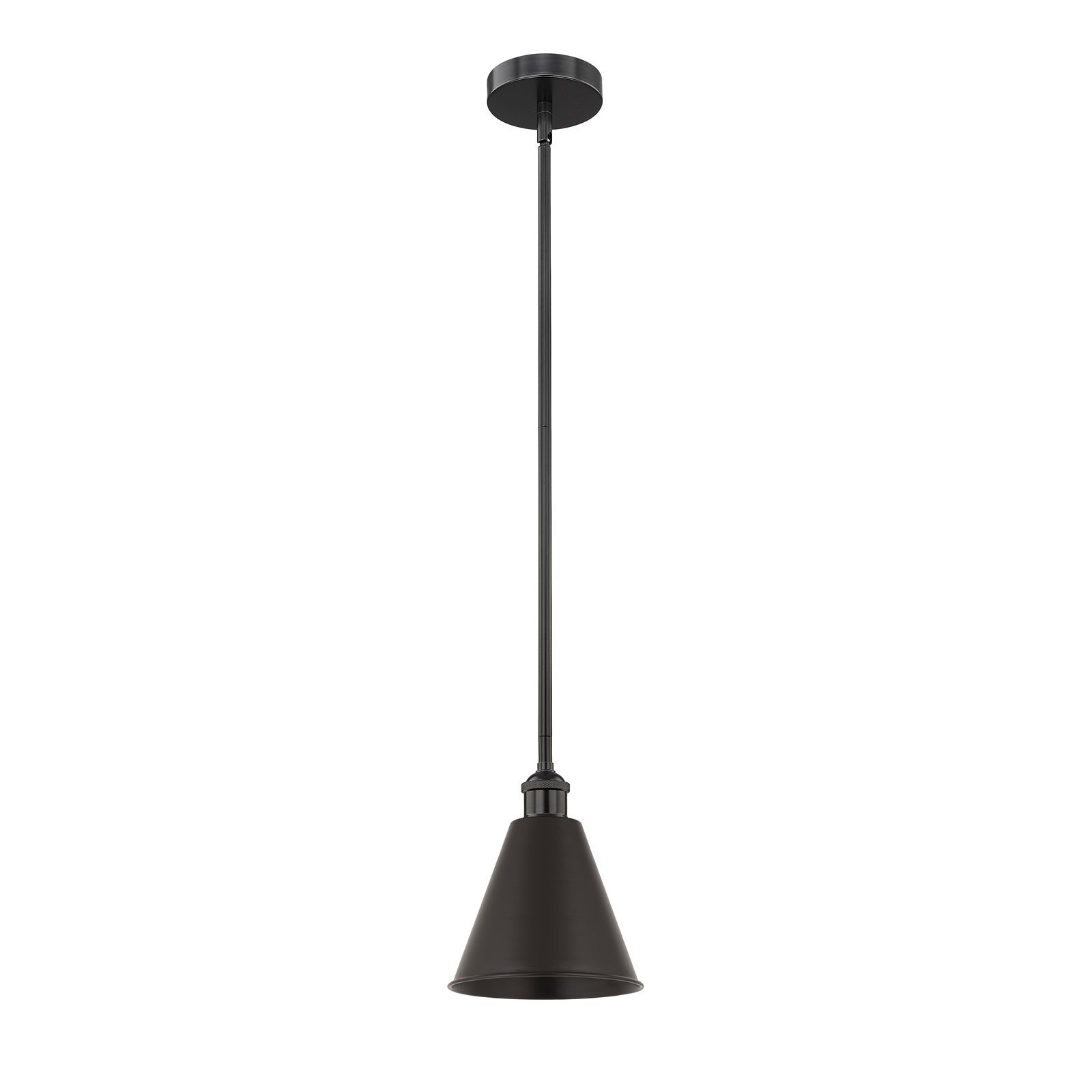 Innovations Berkshire 8in 1-Light Mini Pendant | Industrial Farmhouse Matte Black Steel and Metal Shade | Kitchen Island & | Model 616-1S-BK-MBC-8-BK-LED