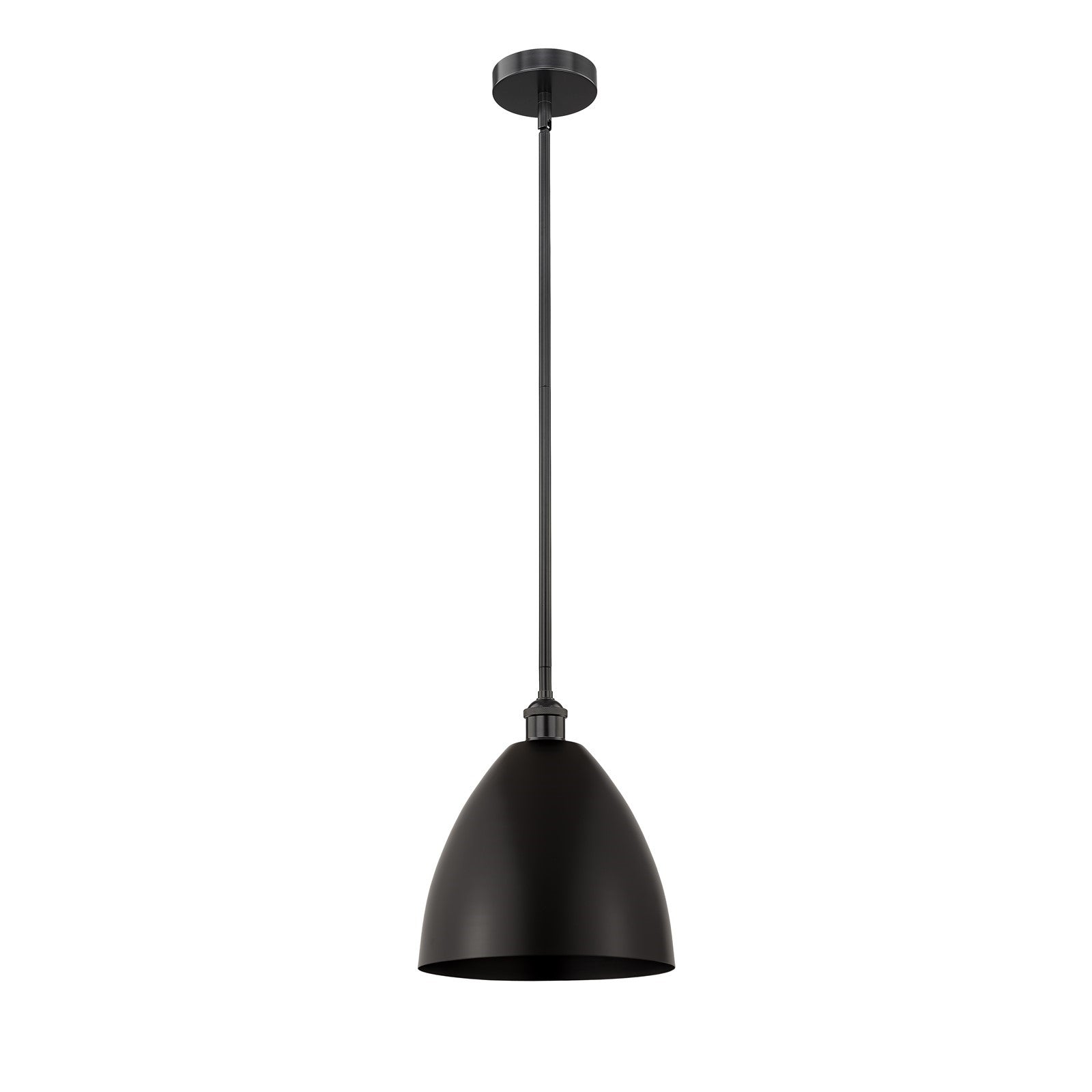 Innovations Bristol 12in 1-Light Mini Pendant | Industrial Farmhouse Matte Black Steel and Cast Brass with Matte Black Metal | Model 616-1S-BK-MBD-12-BK