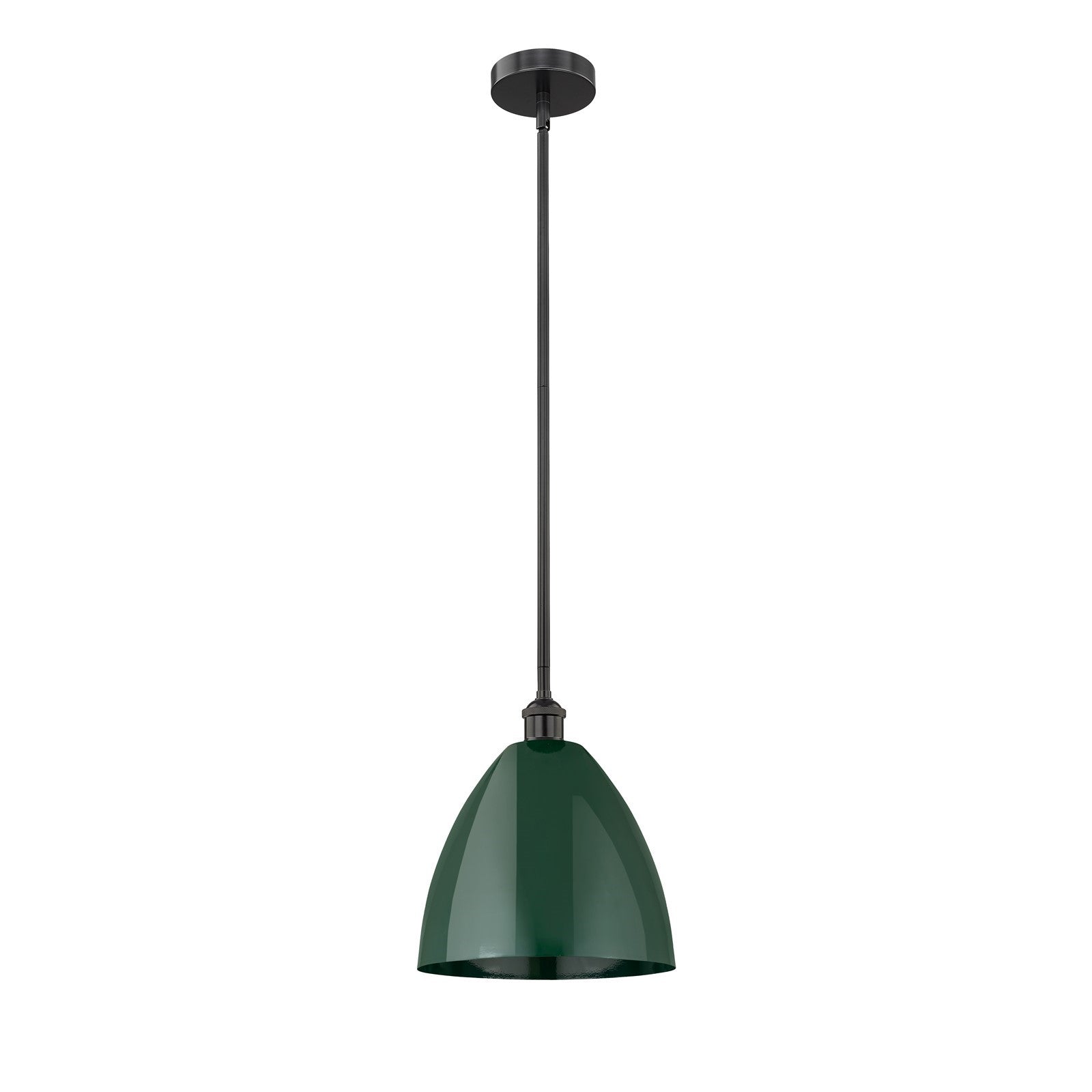 Innovations Plymouth 12in 1-Light Mini Pendant | Industrial Matte Black Steel and Green Metal | Kitchen Island & Dining Room | Model 616-1S-BK-MBD-12-GR