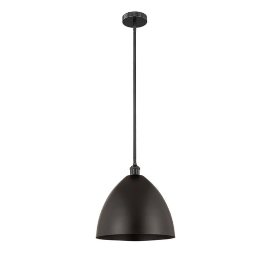Innovations Bristol 16in 1-Light Mini Pendant | Industrial Farmhouse Matte Black Steel and Matte Black Metal Shade | Kitchen | Model 616-1S-BK-MBD-16-BK