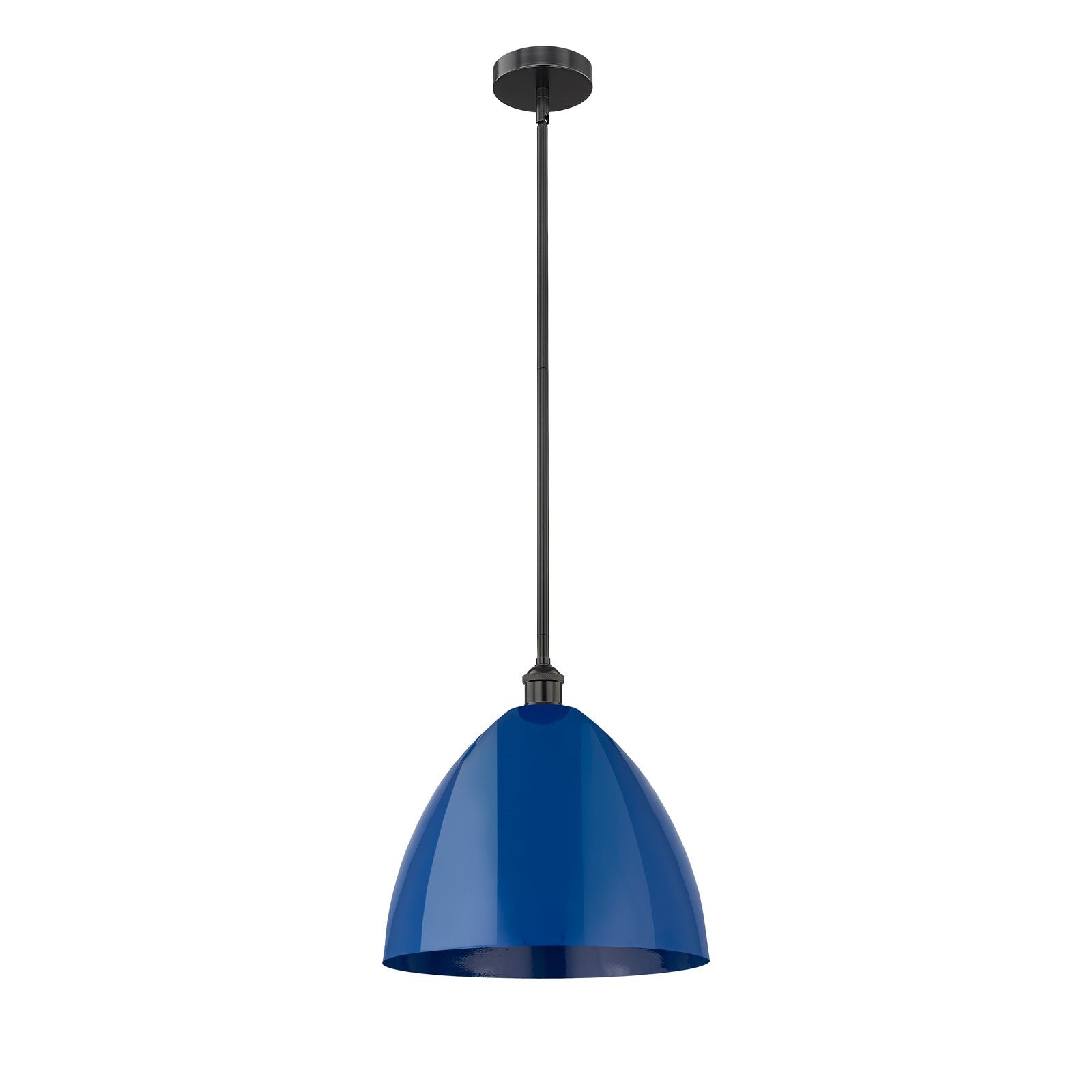Innovations Plymouth 16in 1-Light Mini Pendant | Industrial Matte Black Steel and Blue Metal | Kitchen Island & Dining | Model 616-1S-BK-MBD-16-BL-LED