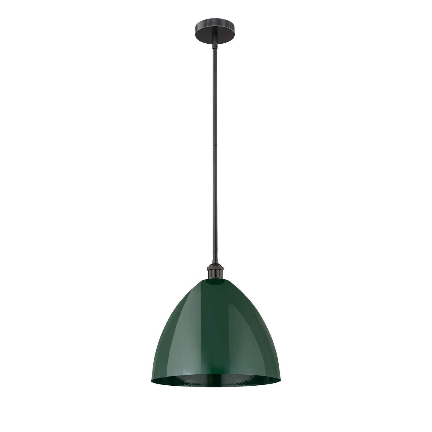 Innovations Plymouth 16in 1-Light Mini Pendant | Industrial Matte Black Steel and Matte Green Metal | Kitchen Island | 16 x 16 | Model 616-1S-BK-MBD-16-GR