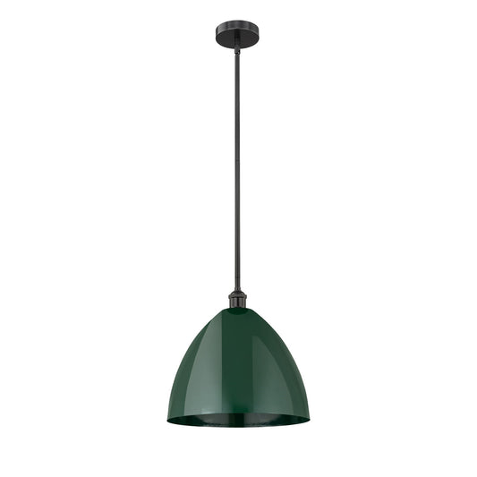 Innovations Plymouth 16in 1-Light Mini Pendant | Industrial Matte Black Steel and Matte Green Metal | Kitchen Island | 16 x 16 | Model 616-1S-BK-MBD-16-GR
