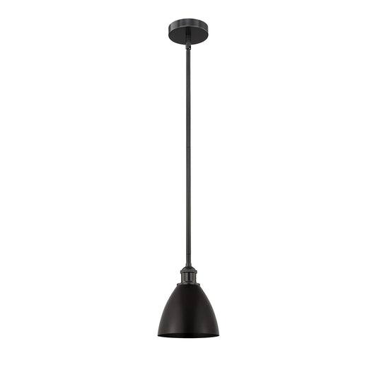 Innovations Bristol 8in 1-Light Mini Pendant | Industrial Matte Black Metal | Kitchen Island & Dining Room | Damp Rated, 9 in H | Model 616-1S-BK-MBD-75-BK