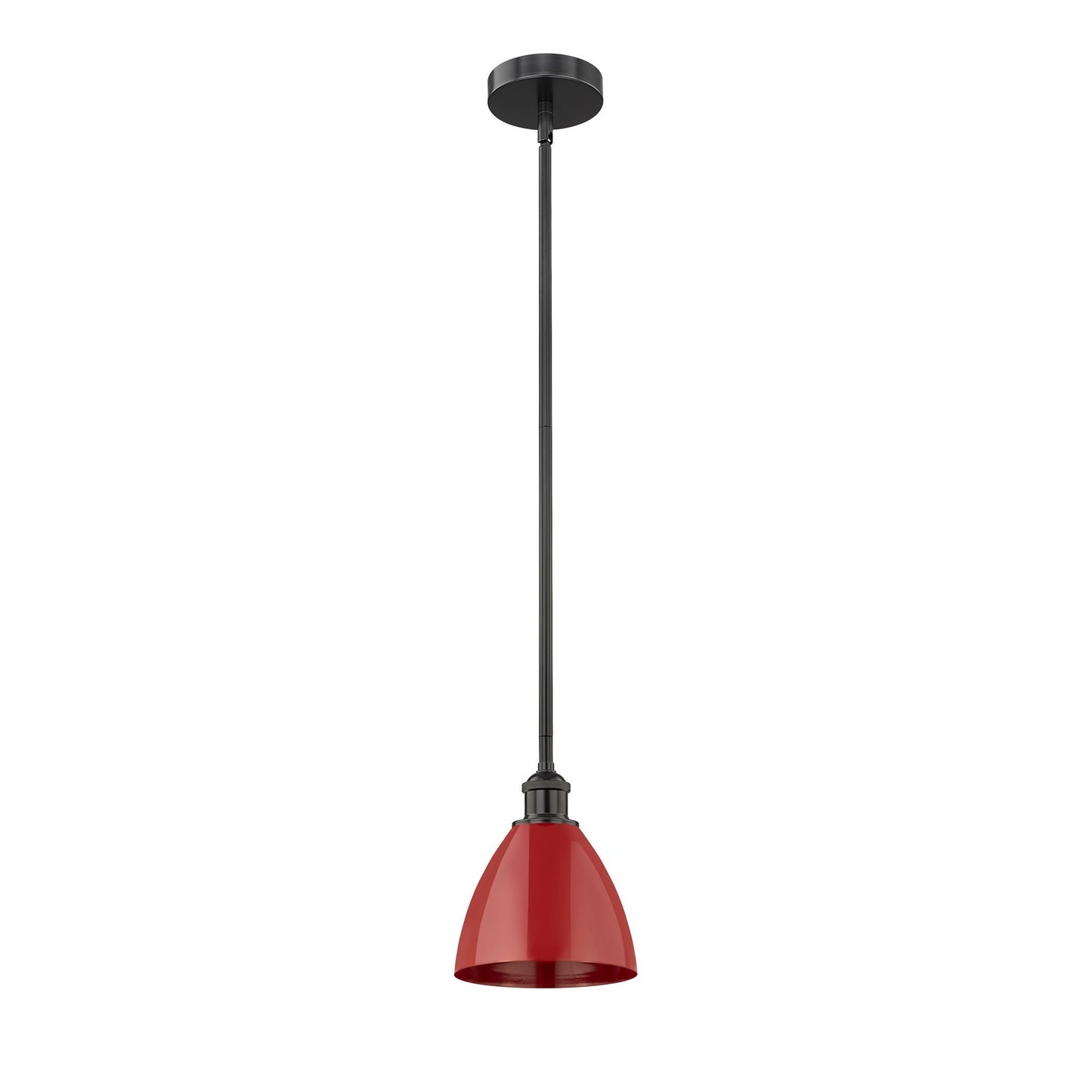 Innovations Plymouth 8in 1-Light Mini Pendant | Industrial Matte Black Steel and Matte Red Metal | Kitchen Island | 7.5 x 7.5 | Model 616-1S-BK-MBD-75-RD