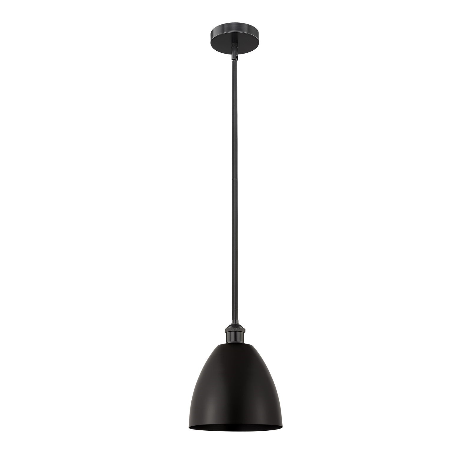 Innovations Bristol 9in 1-Light Mini Pendant | Industrial Farmhouse Matte Black Steel and Cast Brass with Matte Black Metal | Model 616-1S-BK-MBD-9-BK-LED
