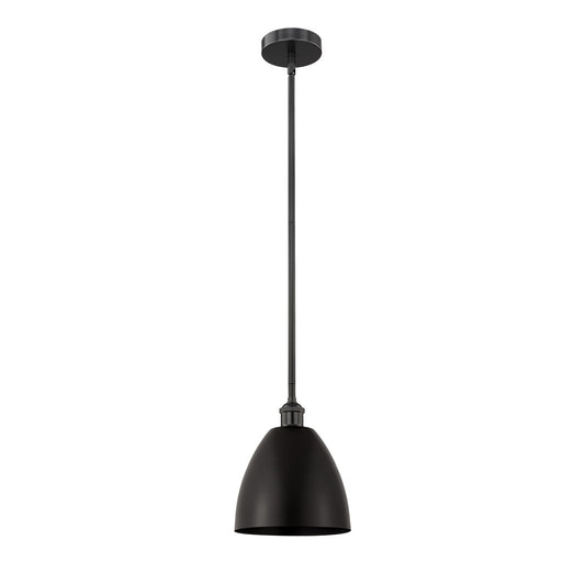 Innovations Bristol 9in 1-Light Mini Pendant | Industrial Farmhouse Matte Black Steel and Cast Brass with Matte Black Metal | Model 616-1S-BK-MBD-9-BK-LED