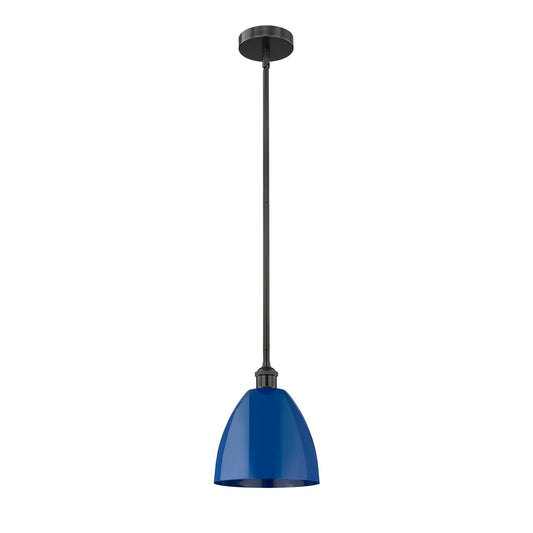 Innovations Plymouth 9in 1-Light Mini Pendant | Industrial Matte Black Steel and Matte Blue Metal | Kitchen Island | 9 x 9 x | Model 616-1S-BK-MBD-9-BL