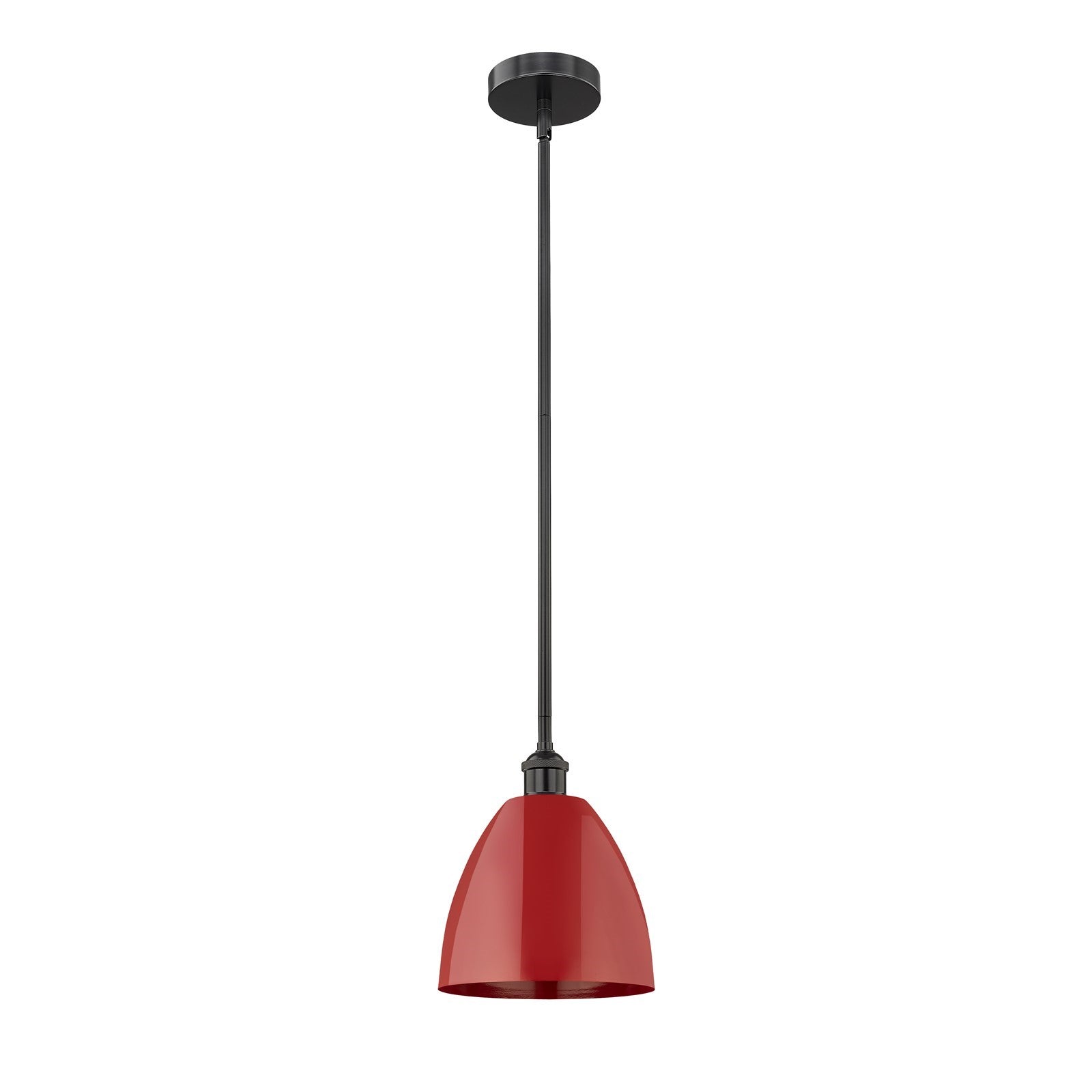 Innovations Plymouth 9in 1-Light Mini Pendant | Industrial Matte Black Steel and Red Metal | Kitchen Island | 9 x 9 x 10.62 in | Model 616-1S-BK-MBD-9-RD