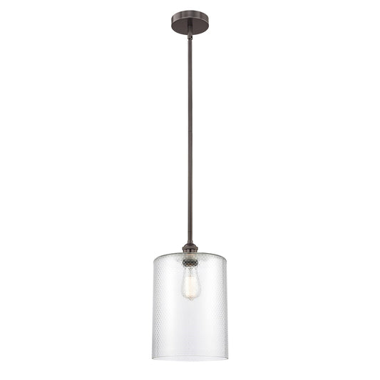 Innovations Cobbleskill 9in 1-Light Mini Pendant | Industrial Oil Rubbed Bronze Steel and Clear Glass | Kitchen Island & | Model 616-1S-OB-G112-L-LED