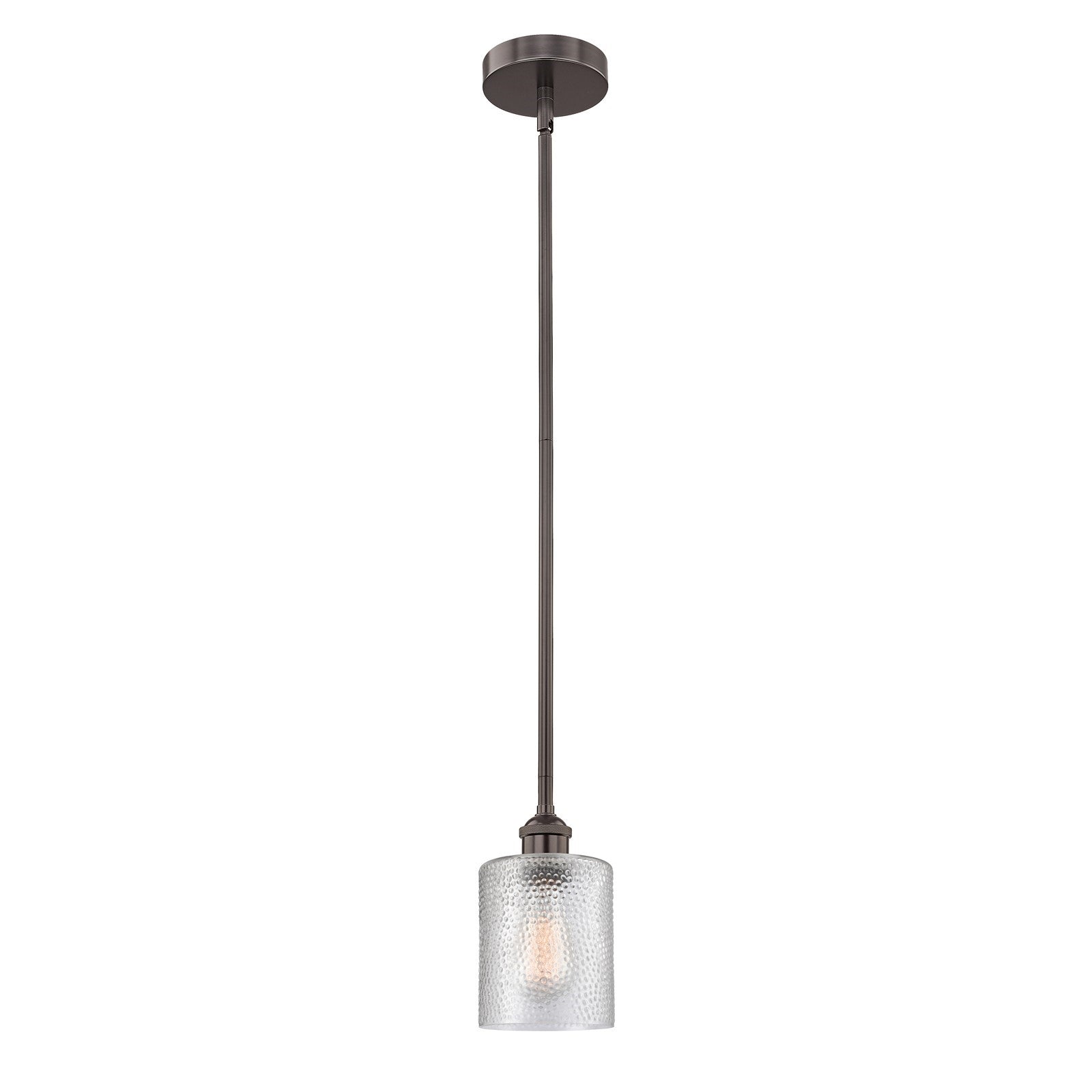 Innovations Cobbleskill 5in 1-Light Mini Pendant | Industrial Oil Rubbed Bronze Steel and Clear Glass | Kitchen Island & Dining | Model 616-1S-OB-G112-LED