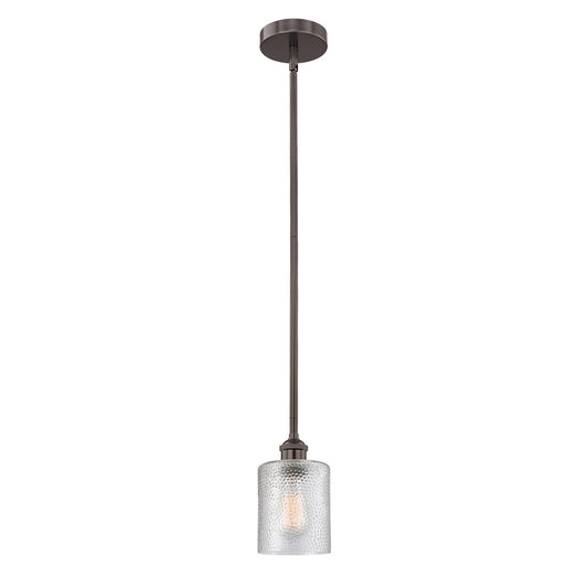 Innovations Cobbleskill 5in 1-Light Mini Pendant | Industrial Oil Rubbed Bronze Steel and Clear Glass | Kitchen Island & Dining | Model 616-1S-OB-G112-LED