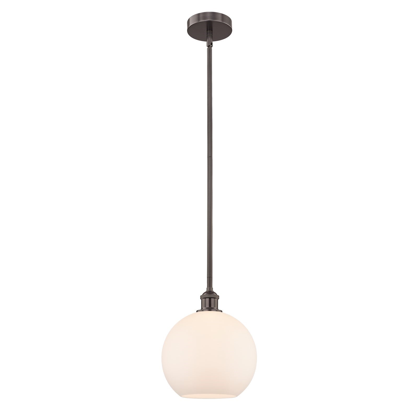Innovations Athens 10in 1-Light Mini Pendant | Industrial Oil Rubbed Bronze Steel and Matte White Glass | Kitchen Island & | Model 616-1S-OB-G121-10