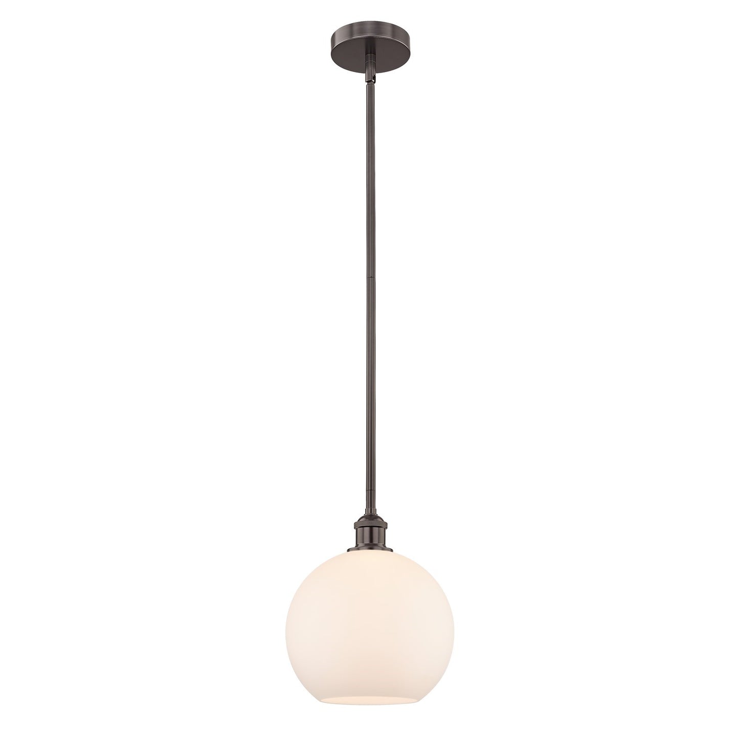 Innovations Athens 10in 1-Light Mini Pendant | Industrial Oil Rubbed Bronze Steel and Matte White Glass | Kitchen Island & | Model 616-1S-OB-G121-10-LED