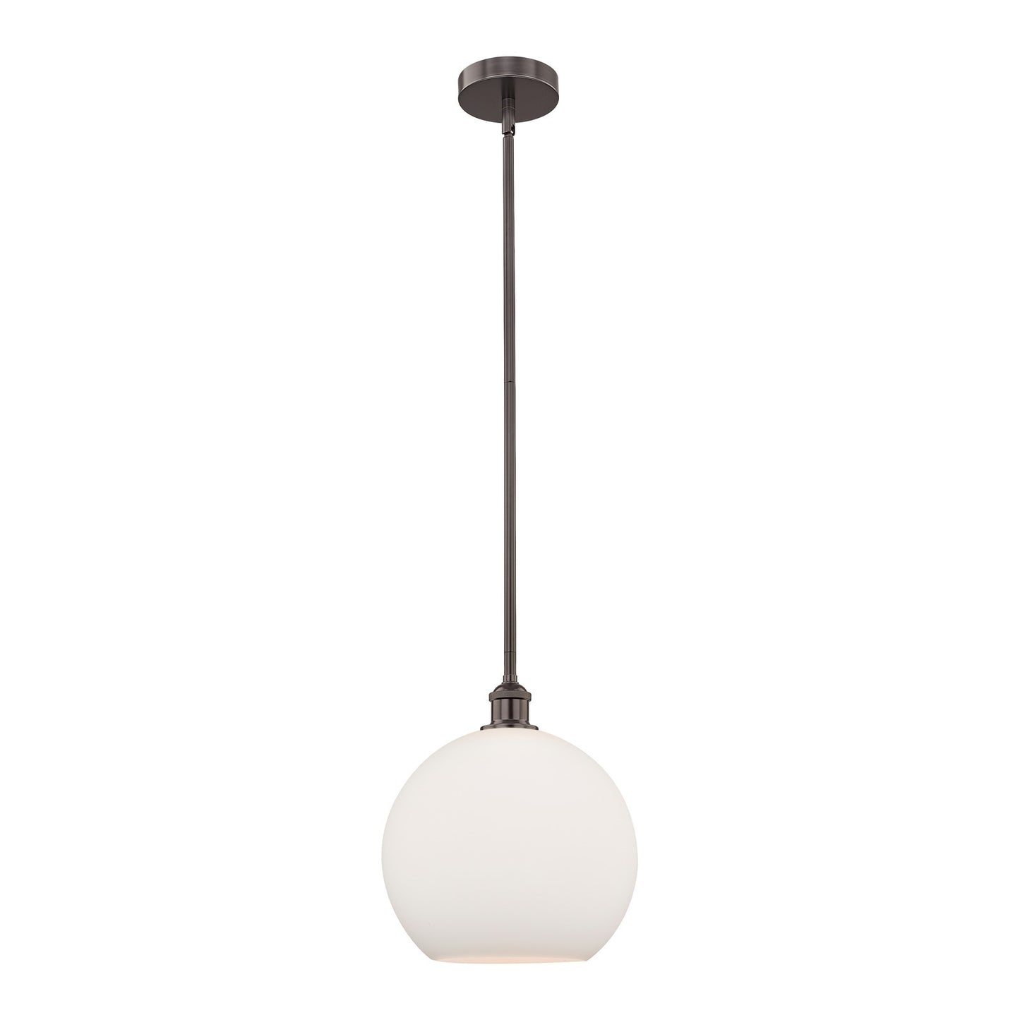 Innovations Athens 12in 1-Light Mini Pendant | Industrial Oil Rubbed Bronze Steel and Matte White Glass | Kitchen Island & | Model 616-1S-OB-G121-12