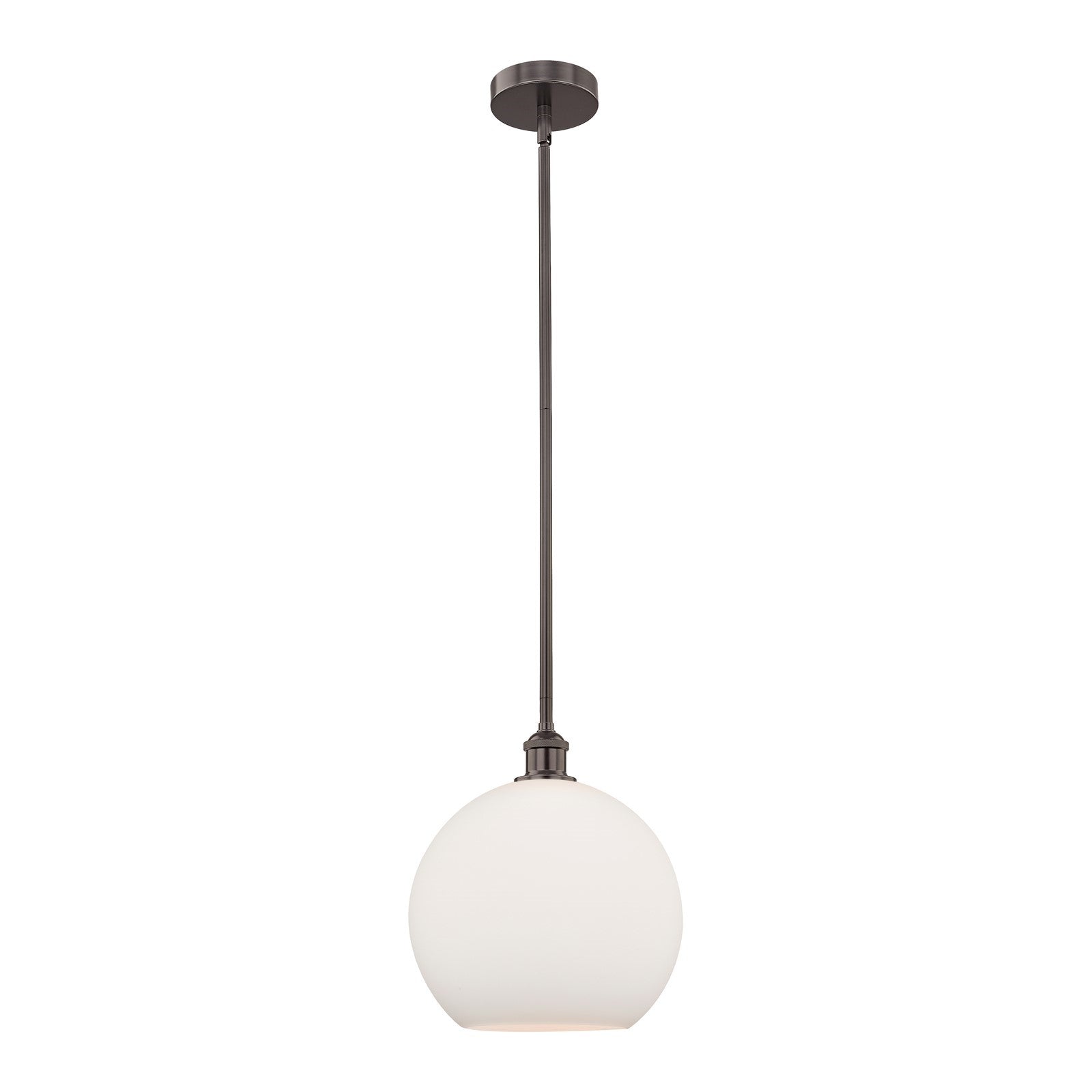 Innovations Athens 12in 1-Light Mini Pendant | Industrial Oil Rubbed Bronze Steel and Matte White Glass | Kitchen Island & | Model 616-1S-OB-G121-12-LED