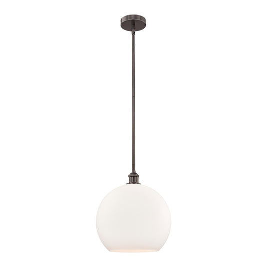 Innovations Athens 14in 1-Light Pendant | Industrial Oil Rubbed Bronze Steel and Matte White Glass | Kitchen Island & Dining | Model 616-1S-OB-G121-14