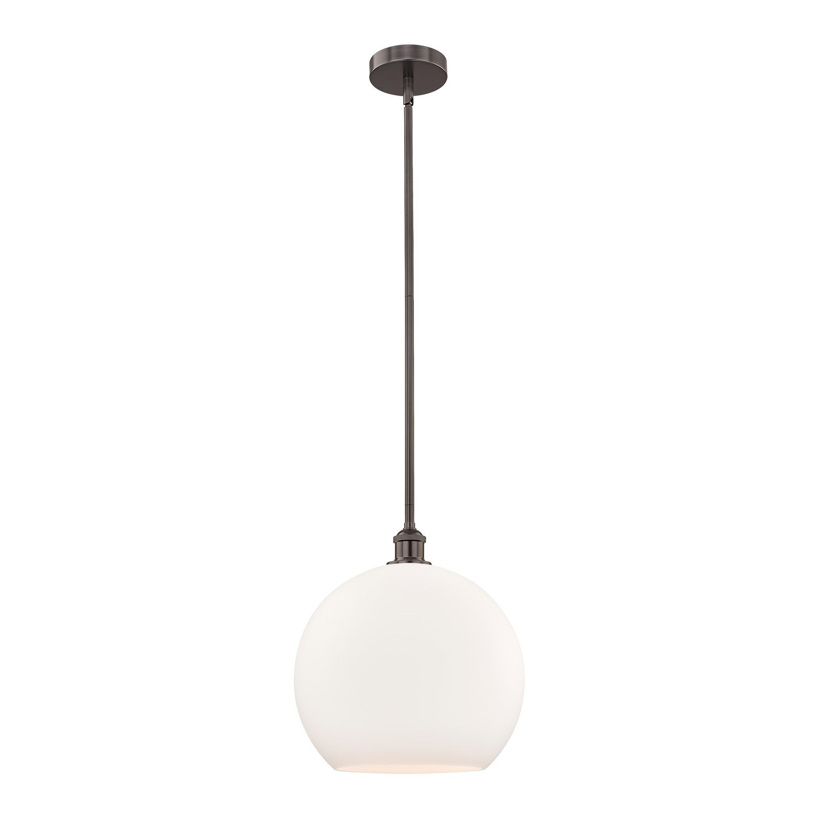 Innovations Athens 14in 1-Light Pendant | Industrial Oil Rubbed Bronze Steel and Matte White Glass | Kitchen Island & Dining | Model 616-1S-OB-G121-14-LED