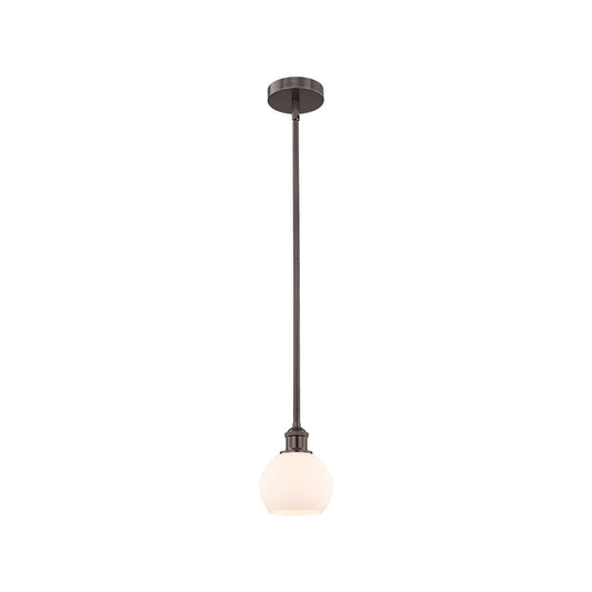 Innovations Athens 6in 1-Light Mini Pendant | Industrial Oil Rubbed Bronze Steel and Matte White Glass | Kitchen Island & Dining | Model 616-1S-OB-G121-6