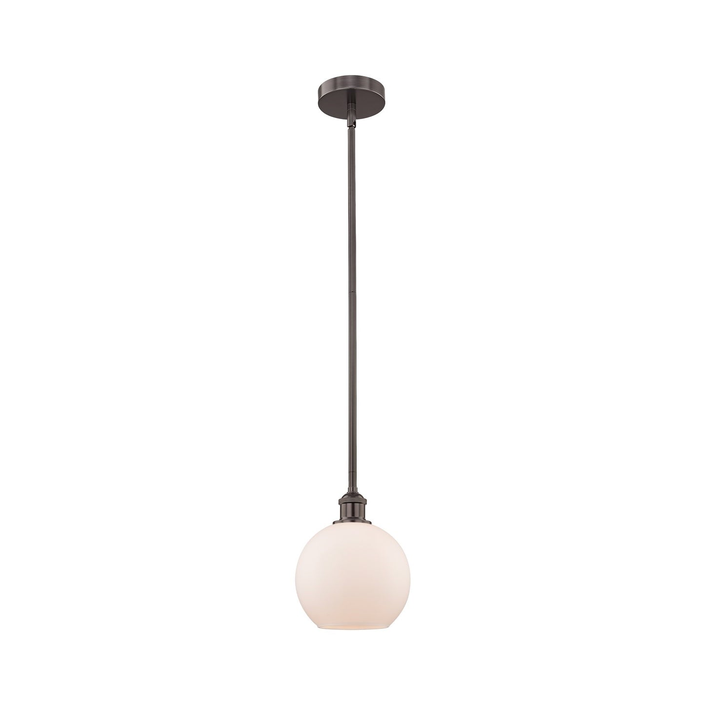 Innovations Athens 8in 1-Light Mini Pendant | Industrial Oil Rubbed Bronze Steel and Matte White Frosted Glass | Kitchen Island & | Model 616-1S-OB-G121-8