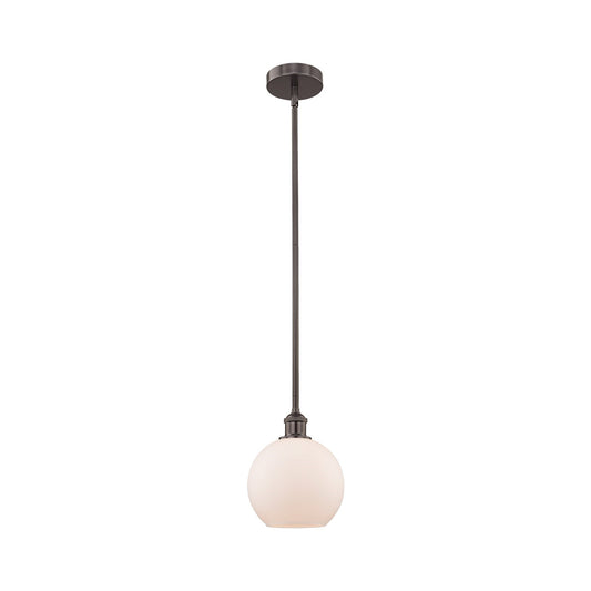 Innovations Athens 8in 1-Light Mini Pendant | Industrial Oil Rubbed Bronze and Matte White Frosted Glass | Kitchen Island & | Model 616-1S-OB-G121-8-LED