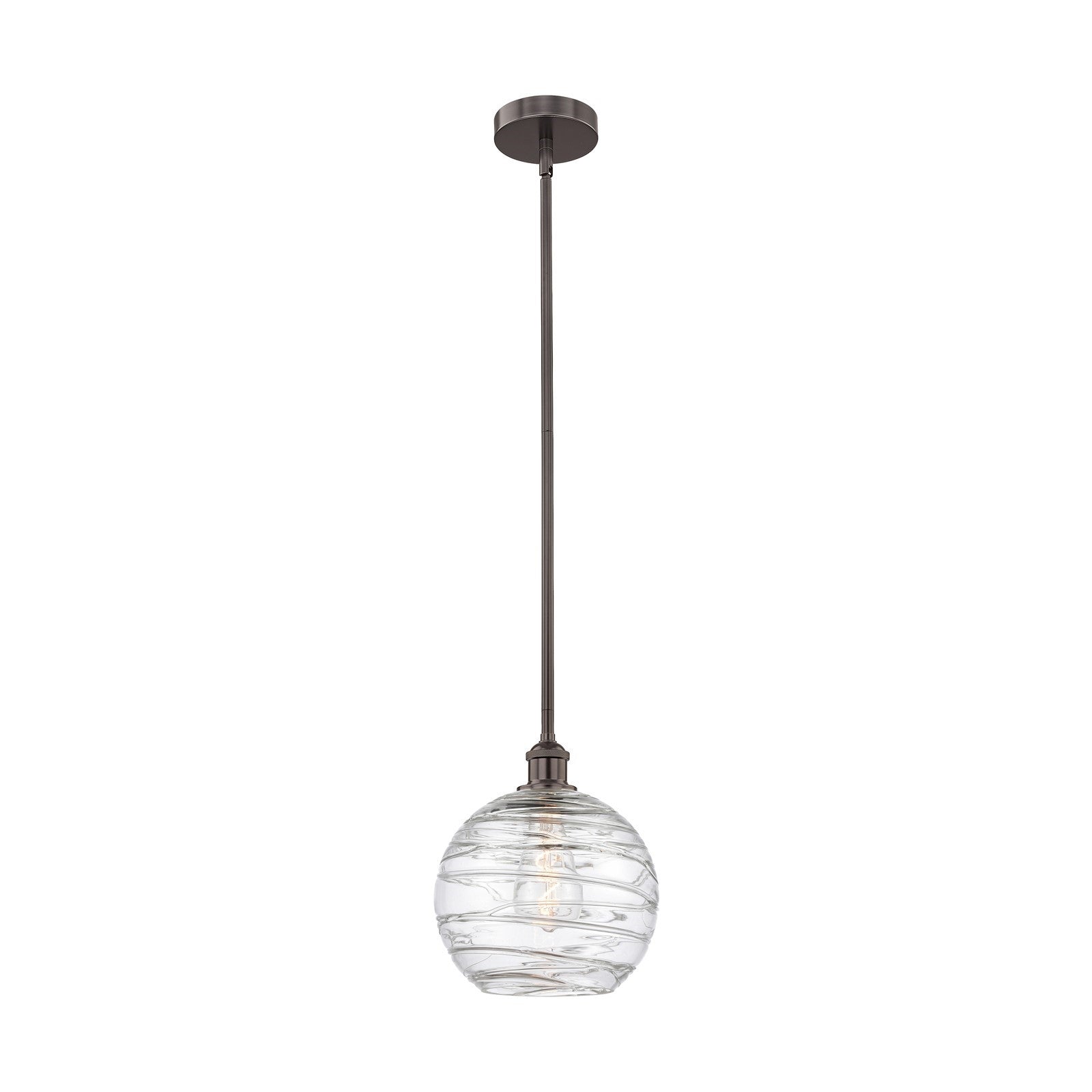 Innovations Athens Deco Swirl 10in 1-Light Mini Pendant | Industrial Oil Rubbed Bronze Steel and Clear Glass | Kitchen Island | Model 616-1S-OB-G1213-10CL