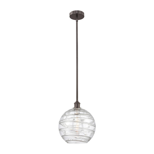 Innovations Athens Deco Swirl 12in 1-Light Mini Pendant | Industrial Oil Rubbed Bronze Steel and Clear Glass | Kitchen Island | Model 616-1S-OB-G1213-12CL