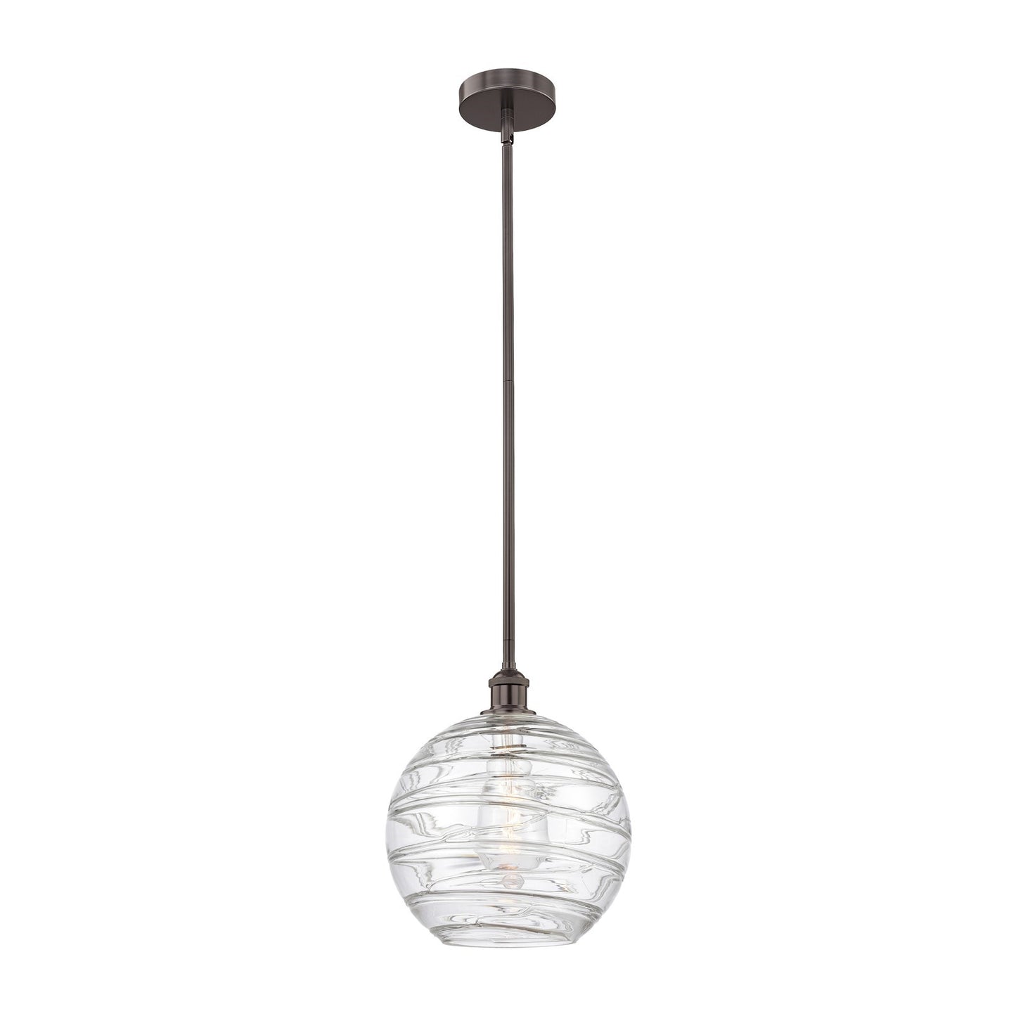 Innovations Athens Deco Swirl 12in 1-Light Mini Pendant | Industrial Oil Rubbed Bronze Steel and Clear Glass | Kitchen Island | Model 616-1S-OB-G1213-12CL