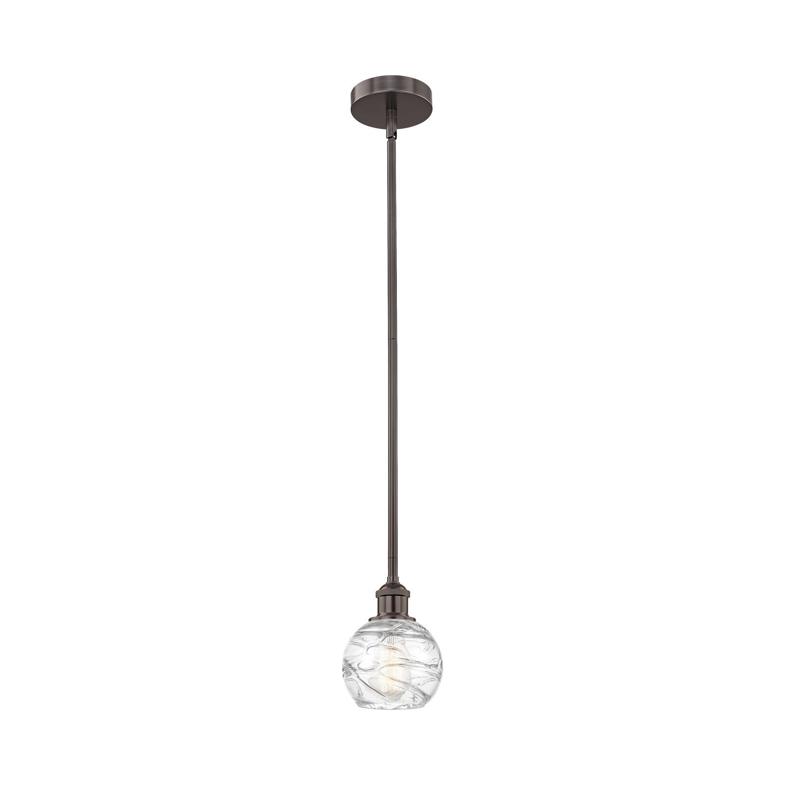 Innovations Athens Deco Swirl 6in 1-Light Mini Pendant | Industrial Oil Rubbed Bronze Steel and Clear Glass | Kitchen Island & | Model 616-1S-OB-G1213-6CL