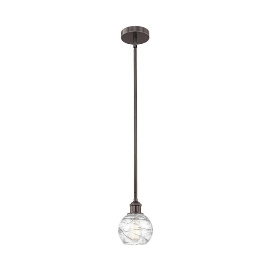 Innovations Athens Deco Swirl 6in 1-Light Mini Pendant | Industrial Oil Rubbed Bronze Steel and Clear Glass | Kitchen Island & | Model 616-1S-OB-G1213-6CL