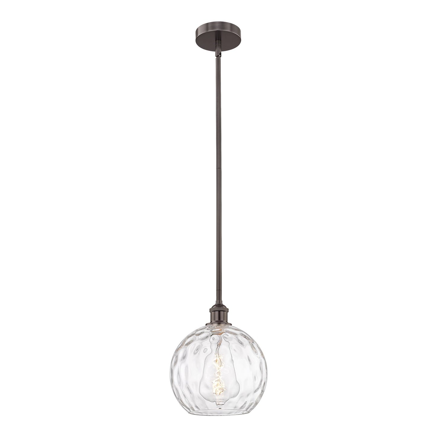Innovations Athens Water Glass 10in 1-Light Mini Pendant | Industrial Oil Rubbed Bronze Steel and Clear Glass | Kitchen Island | Model 616-1S-OB-G1215-10