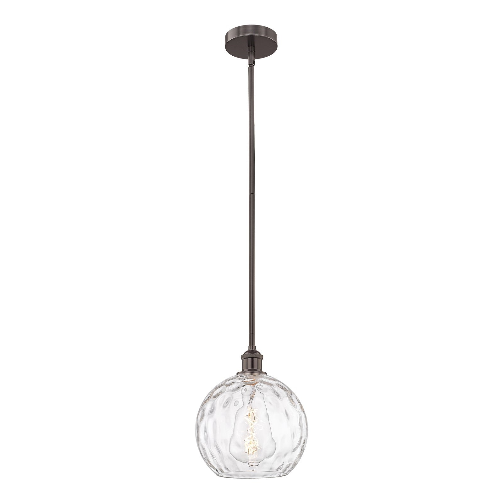 Innovations Athens Water Glass 10in 1-Light Mini Pendant | Industrial Oil Rubbed Bronze Steel and Clear Glass | Kitchen Island | Model 616-1S-OB-G1215-10