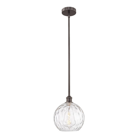 Innovations Athens Water Glass 10in 1-Light Mini Pendant | Industrial Oil Rubbed Bronze Steel and Clear Glass | Kitchen | Model 616-1S-OB-G1215-10-LED