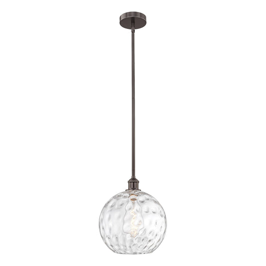 Innovations Athens Water Glass 12in 1-Light Mini Pendant | Industrial Oil Rubbed Bronze and Clear Glass | Kitchen Island & | Model 616-1S-OB-G1215-12-LED