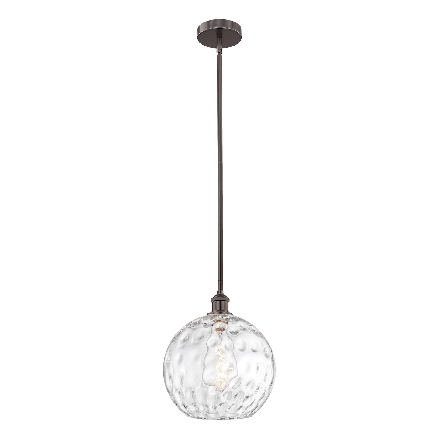Innovations Athens Water Glass 12in 1-Light Mini Pendant | Industrial Oil Rubbed Bronze and Clear Glass | Kitchen Island & | Model 616-1S-OB-G1215-12-LED