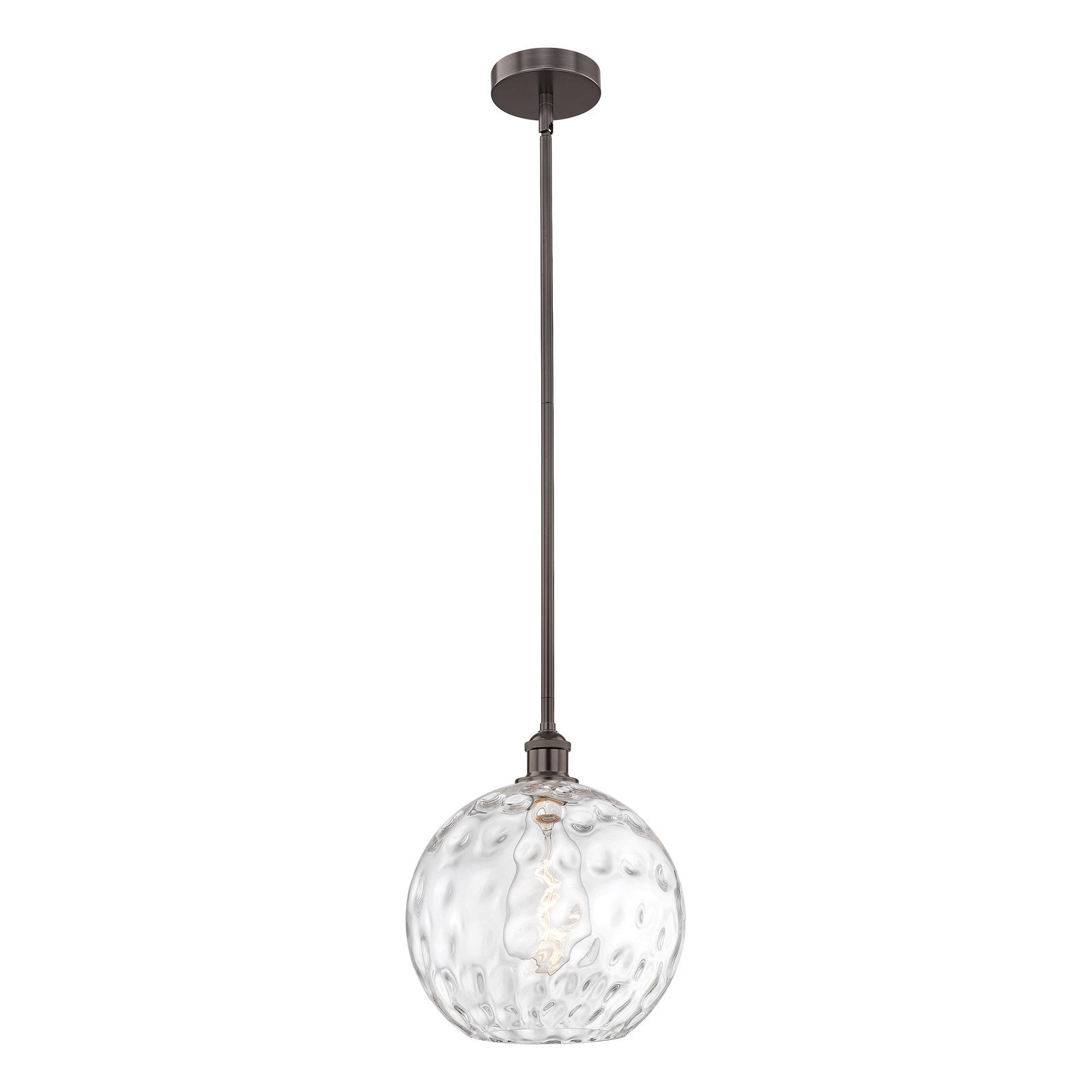 Innovations Athens Water Glass 12in 1-Light Mini Pendant | Industrial Oil Rubbed Bronze and Clear Glass | Kitchen Island & | Model 616-1S-OB-G1215-12-LED