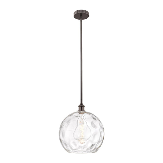 Innovations Athens Water Glass 13in 1-Light Pendant | Industrial Oil Rubbed Bronze Steel and Clear Glass | Kitchen Island & | Model 616-1S-OB-G1215-14-LED