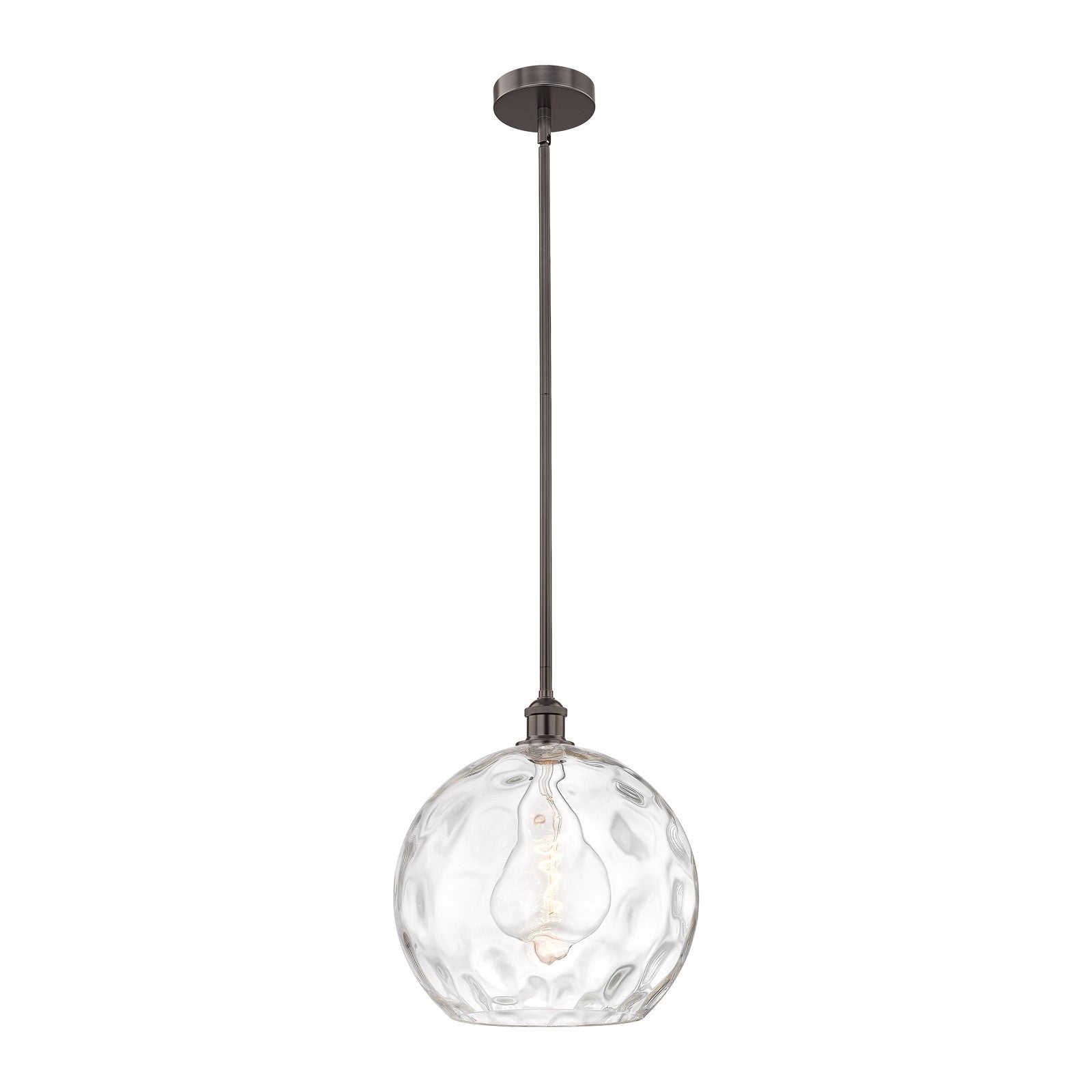 Innovations Athens Water Glass 13in 1-Light Pendant | Industrial Oil Rubbed Bronze Steel and Clear Glass | Kitchen Island & | Model 616-1S-OB-G1215-14-LED