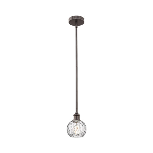 Innovations Athens Water Glass 6in 1-Light Mini Pendant | Industrial Oil Rubbed Bronze Steel and Clear Water Glass | Kitchen | Model 616-1S-OB-G1215-6