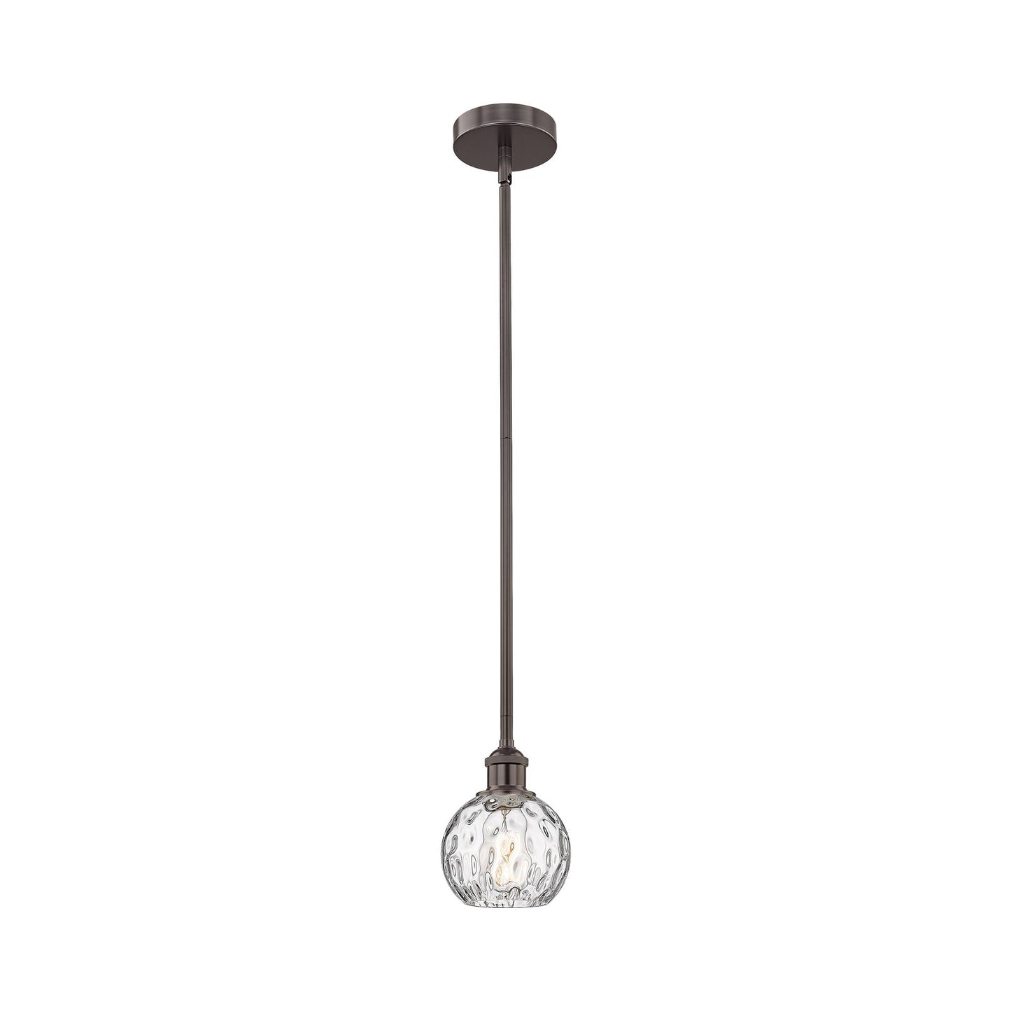 Innovations Athens Water Glass 6in 1-Light Mini Pendant | Industrial Oil Rubbed Bronze Steel and Clear Glass | Kitchen | Model 616-1S-OB-G1215-6-LED