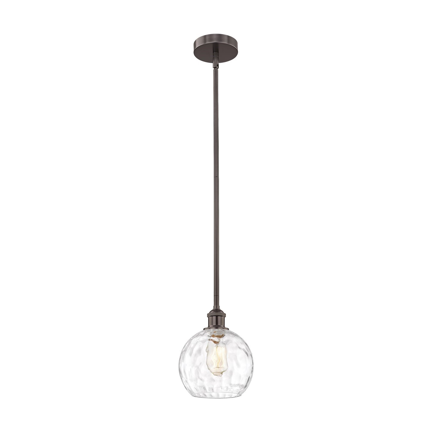 Innovations Athens Water Glass 8in 1-Light Mini Pendant | Industrial Oil Rubbed Bronze Steel and Clear Glass | Kitchen Island & | Model 616-1S-OB-G1215-8