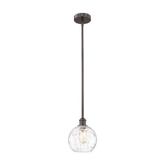 Innovations Athens Water Glass 8in 1-Light Mini Pendant | Industrial Oil Rubbed Bronze Steel and Clear Glass | Kitchen | Model 616-1S-OB-G1215-8-LED