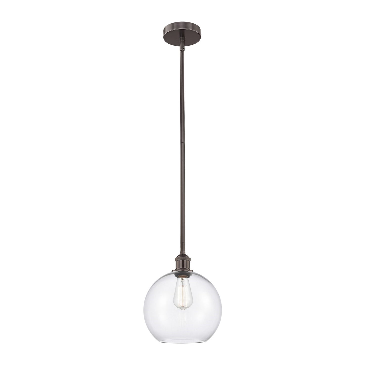 Innovations Athens 10in 1-Light Mini Pendant | Industrial Oil Rubbed Bronze Steel and Clear Glass | Kitchen Island & Breakfast | Model 616-1S-OB-G122-10